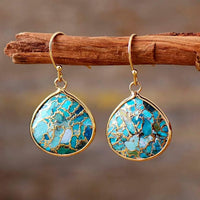 lewwallacewatercolors Earrings, Drop Earrings Bohemian Turquoise Dangle Earrings Gold / One Size