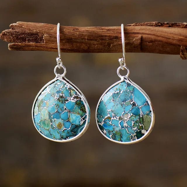 lewwallacewatercolors Earrings, Drop Earrings Bohemian Turquoise Dangle Earrings Silver / One Size