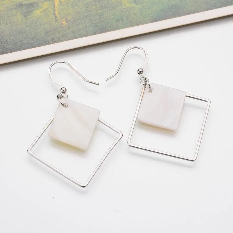 lewwallacewatercolors Earrings, Drop Earrings, Silver Earrings Boho Square Drop Earrings Silver / One Size