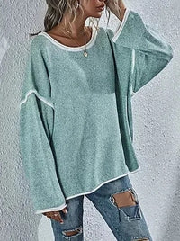 lewwallacewatercolors Pullovers, Sweater, Knit Sweater, Long Sleeve Green / S Bohemian Oversized Casual Pullover Sweater